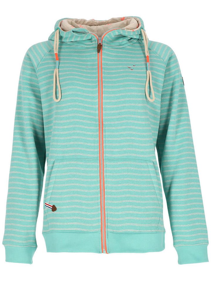 modAS Kapuzensweatjacke Damen Sweatjacke Streifen mit Kapuze - Gestreifte Kapuzenjacke von modAS