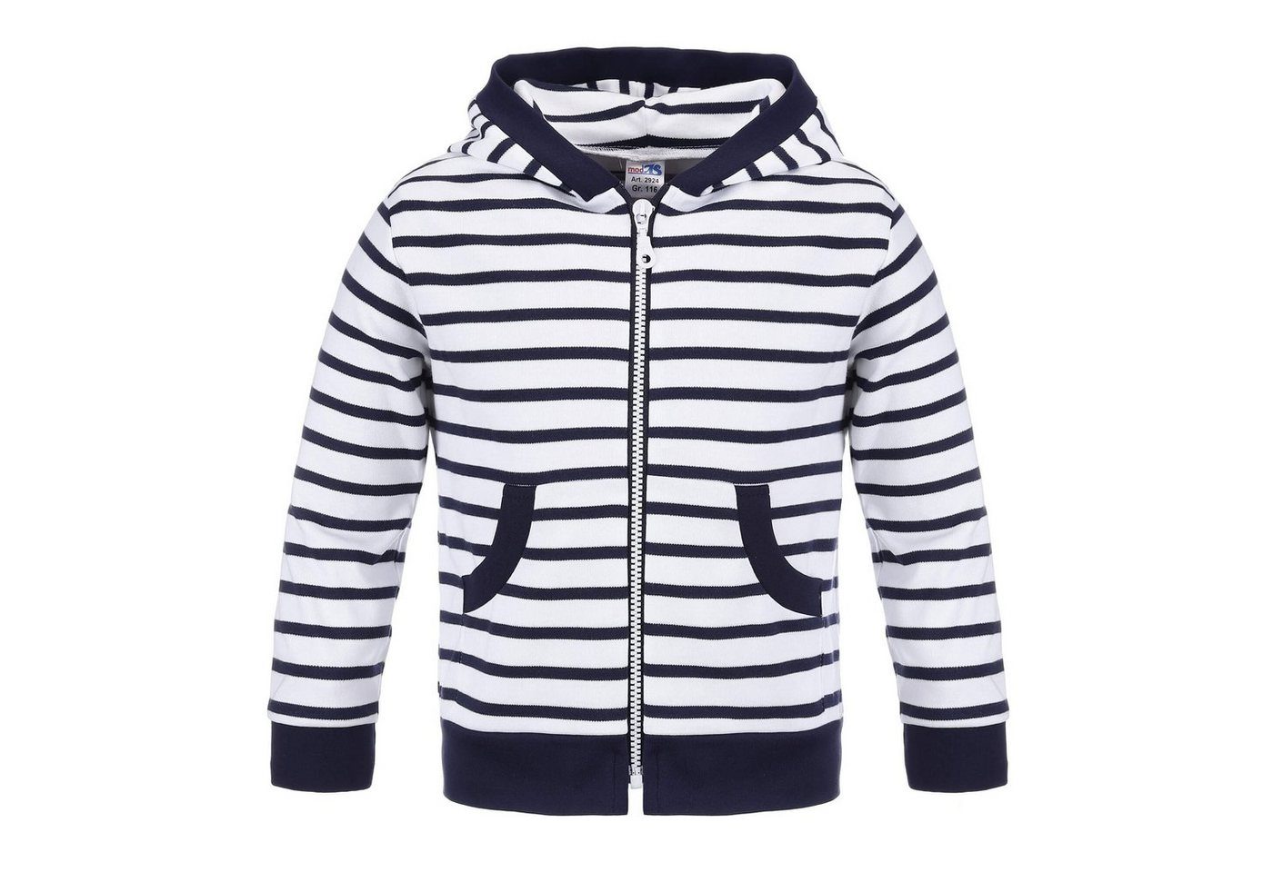 modAS Kapuzensweatjacke Kinder Kapuzenjacke Streifen - Gestreifte Sweatjacke Reißverschluss von modAS