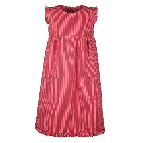 modAS Kinder Fischerkleid Mädchenkleid Maritim - Streifenkleid Kleid für Mädchen mit Streifen aus Baumwolle schmal gestreift Rot in Größe 122 von modAS