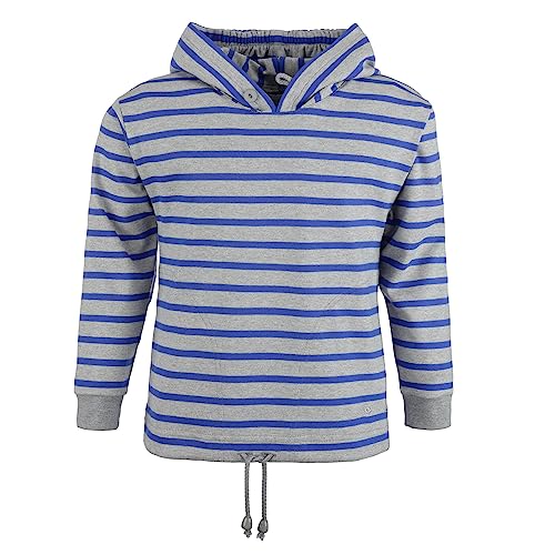 modAS Kinder Kapuzenshirt mit Streifen - Kapuzenpullover mit Kordelzug am Bund in Grau-Melange-Royal Größe 176 von modAS