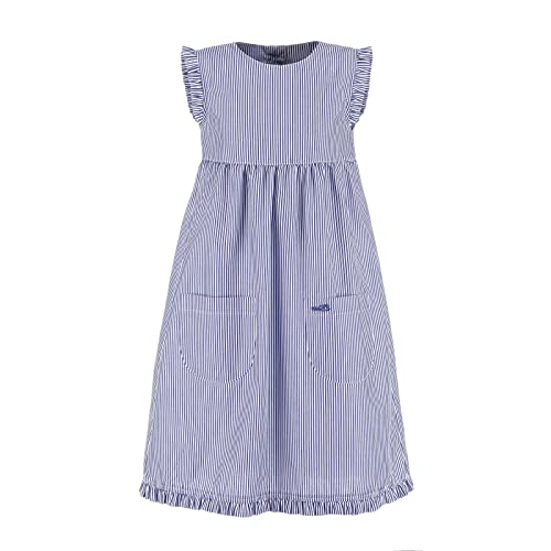 modAS Kinder Kleid gestreift mit Rüschen - Mädchenkleid mit Streifen Ringelkleid Streifenkleid in Marine-Weiß Größe 140 von modAS