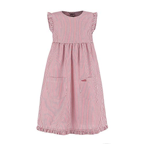 modAS Kinder Kleid gestreift mit Rüschen - Mädchenkleid mit Streifen Ringelkleid Streifenkleid in Rot-Weiß Größe 86 von modAS