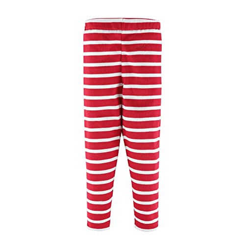 modAS Kinder Leggings Freizeithose Mädchen Jungen - Kinder-Hose Baumwolle gestreift in Rot-Weiß Größe 104 von modAS