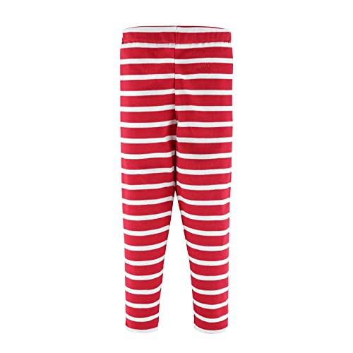 modAS Kinder Leggings Freizeithose Mädchen Jungen - Kinder-Hose Baumwolle gestreift in Rot-Weiß Größe 116 von modAS
