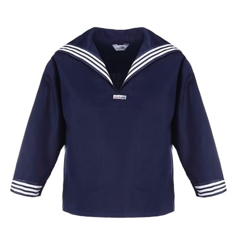 modAS Kinder Unisex Matrosenhemd Klassisch - Maritimes Langarm-Hemd mit großem Kragen in Marine Größe 116 von modAS