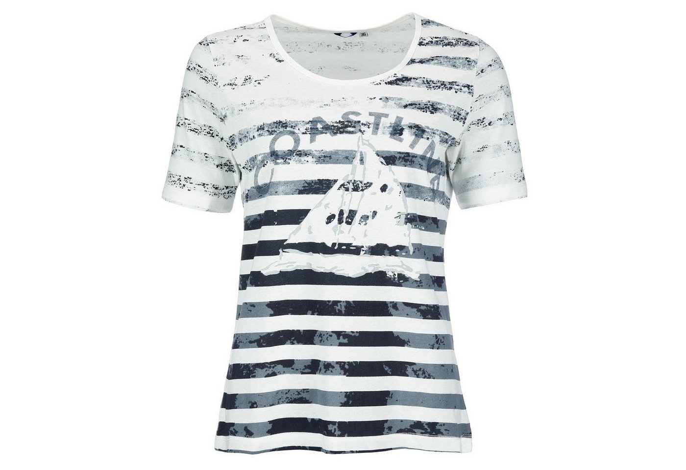 modAS Kurzarmshirt Damen T-Shirt mit Aufdruck Coastline aus Baumwolle von modAS