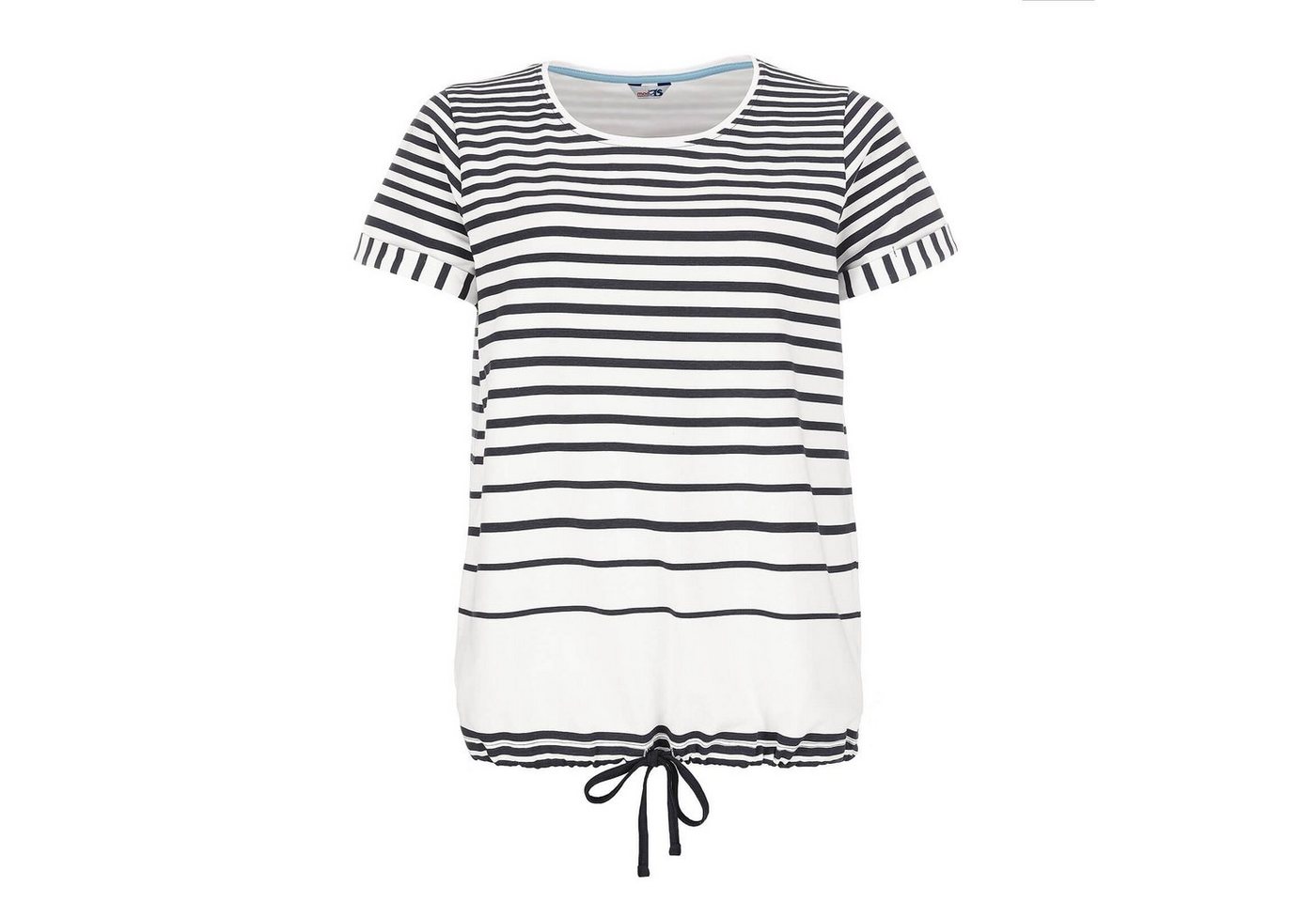 modAS Kurzarmshirt Damen T-Shirt mit Streifen und Kordelzug - Ringelshirt aus Baumwolle von modAS