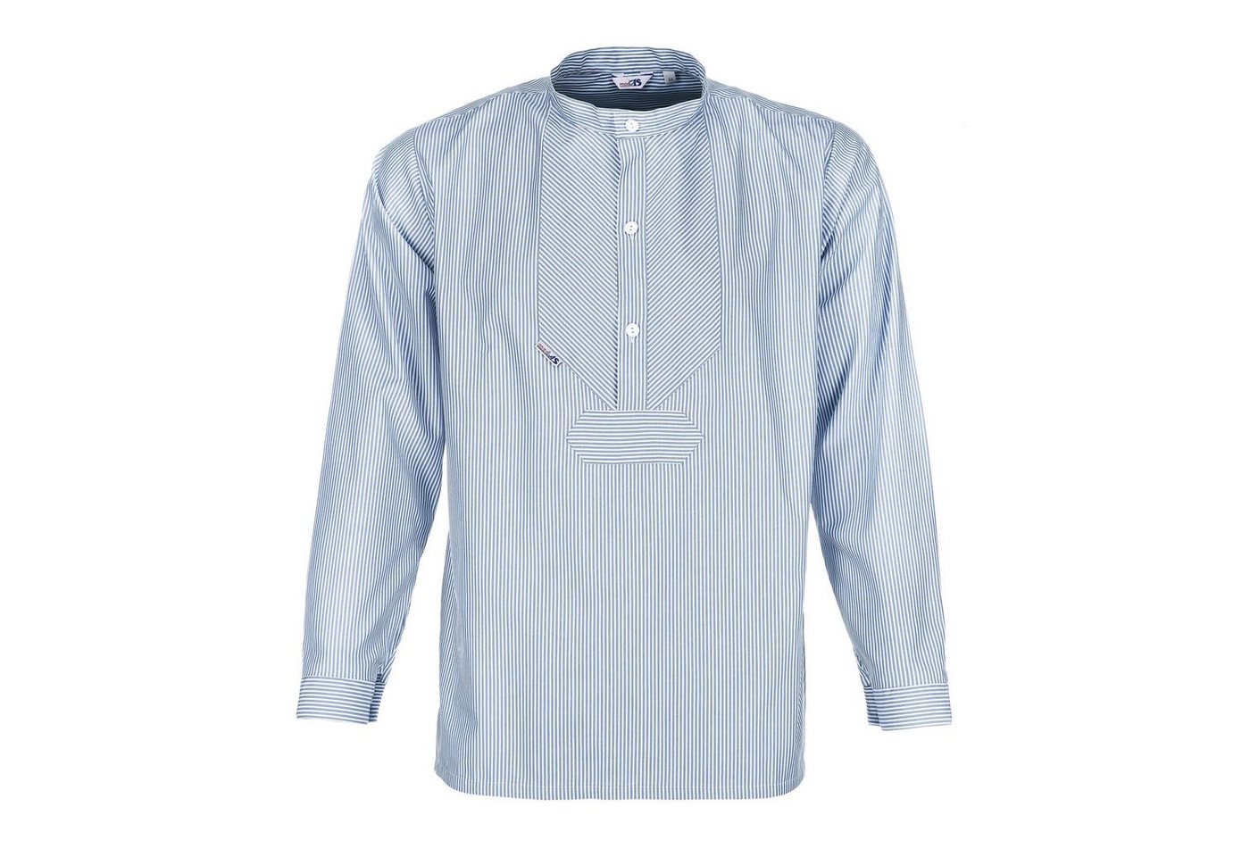 modAS Langarmhemd Unisex Fischerhemd Sommer mit Stehkragen - Hemd im Finkenwerder-Stil von modAS