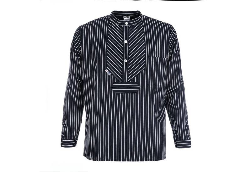 modAS Langarmhemd modAS Unisex Fischerhemd Basic Line gestreift Baumwolle von modAS
