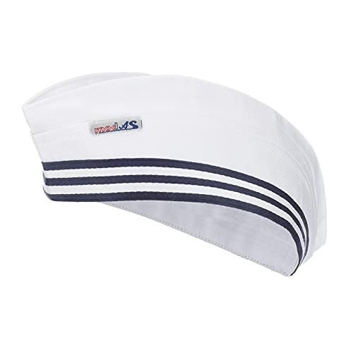modAS Matrosenmütze Matrosenmütze Schiffchen - Seemannsmütze Mütze Sailor Marine in Weiß Größe 3 Erwachsene von modAS