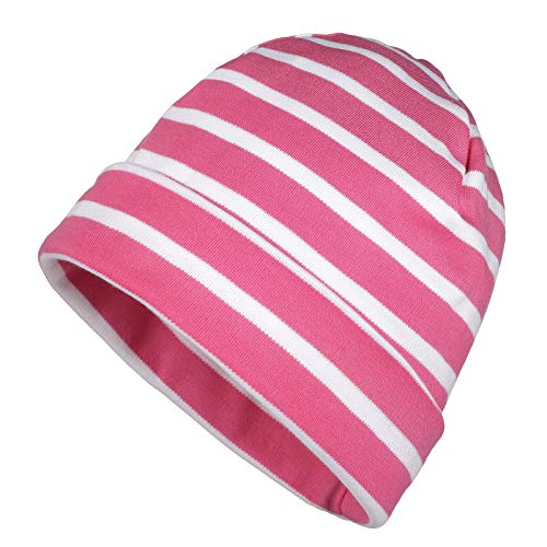 modAS Mütze Maritime Rollmütze Unisex für Kinder und Erwachsene - Ringelmütze Baumwollmütze mit Streifen in Magnolia/Weiß bis 55 cm Kopfumfang (Kind) von modAS
