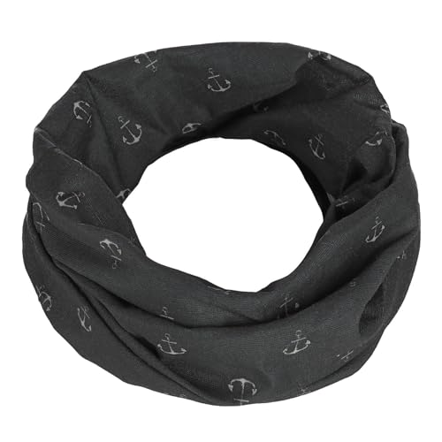 modAS Multifunktionstuch mit Ankerprint - Bandana Halstuch Damen Herren Schlauchtuch Gesichtsmaske Kopfbedeckung in Schwarz von modAS