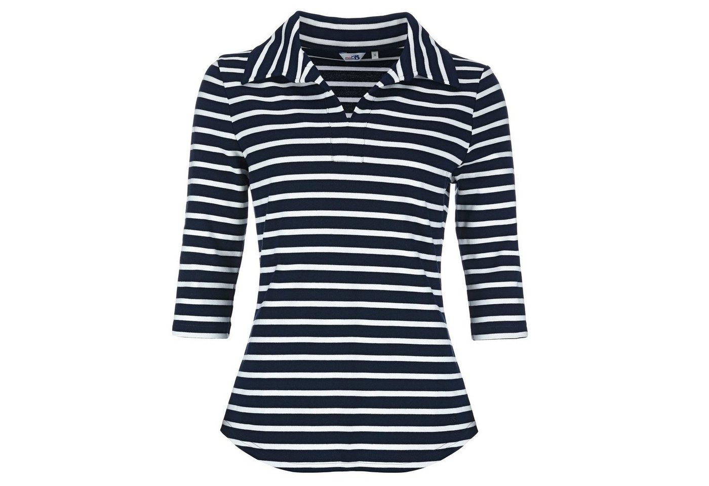 modAS Poloshirt Damen Shirt mit Polokragen und Streifen aus Baumwolle von modAS