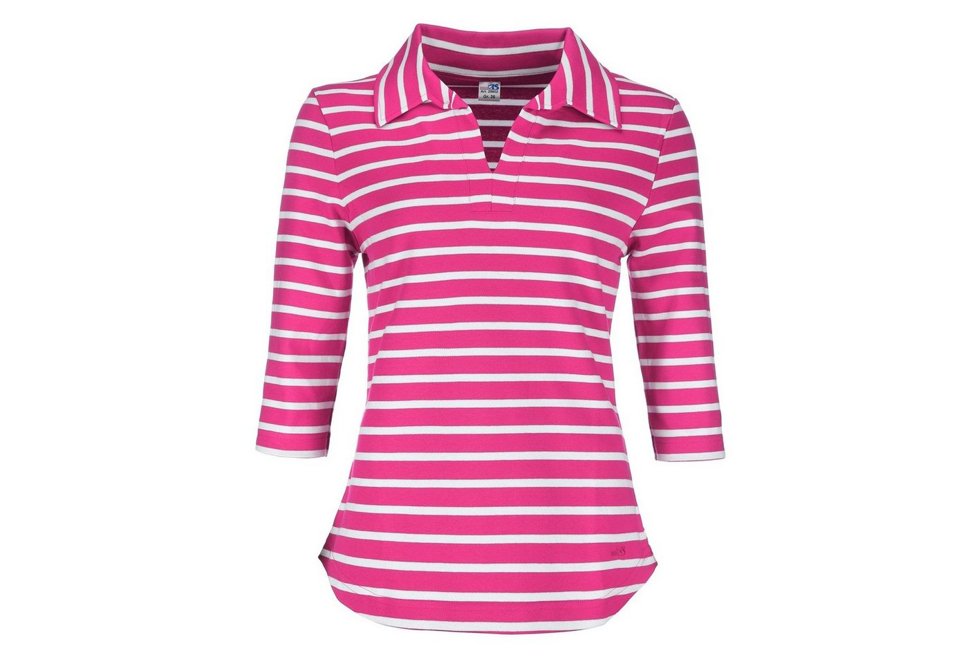 modAS Poloshirt 25602 Damen Shirt mit Polokragen und Streifen aus Baumwolle von modAS