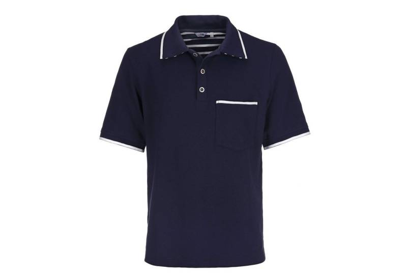 modAS Poloshirt Herren T-Shirt mit Knopfleiste mit 3 Metall-Knöpfen und Brusttasche von modAS