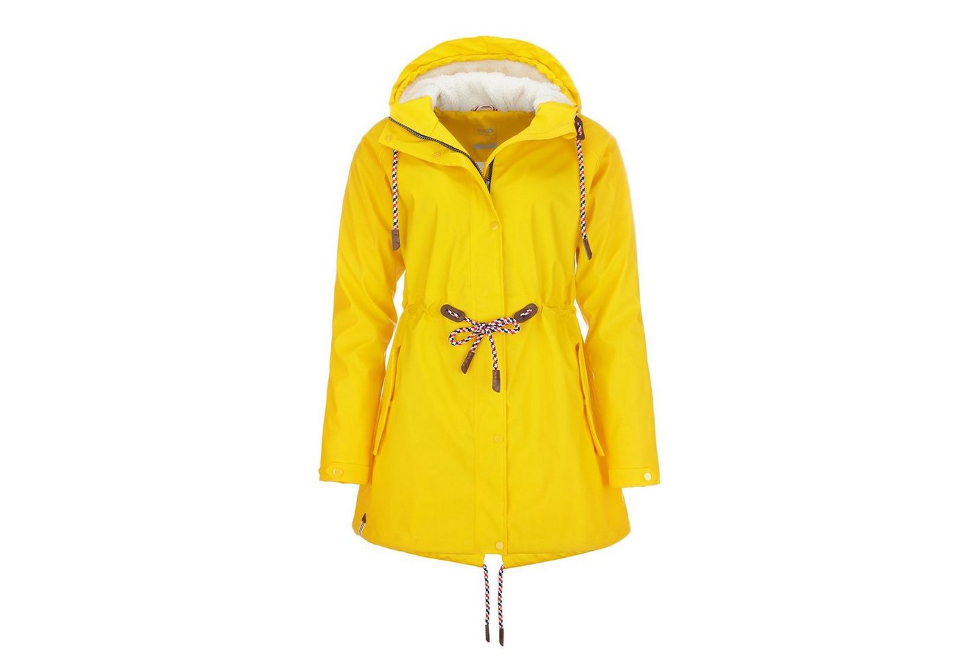 modAS Regenjacke Damen Regenmantel aus PU - Wasserdichte Jacke mit Teddy-Fleece-Futter von modAS