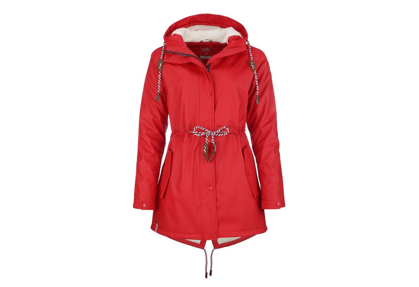 modAS Regenjacke Damen Regenmantel aus PU - Wasserdichte Jacke mit Teddy-Fleece-Futter von modAS