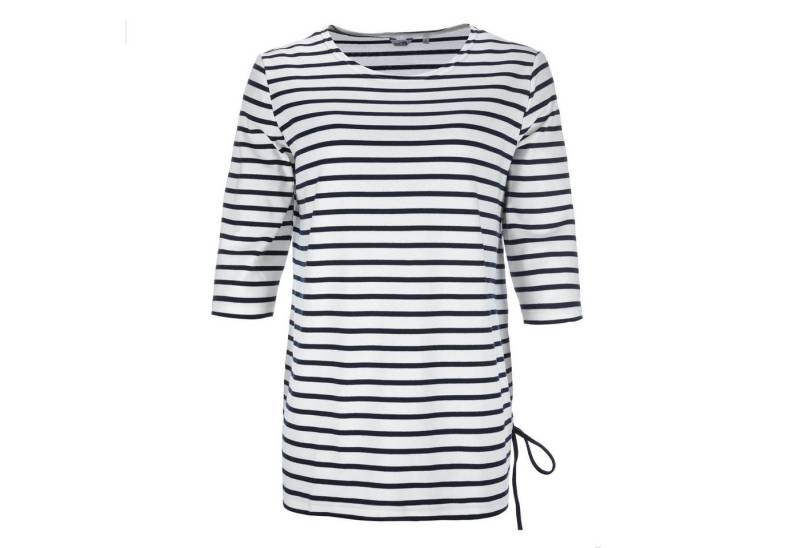 modAS Rundhalsshirt Damen Long-Shirt 1/2-Arm Streifen Maritim mit modischer Schnürung von modAS