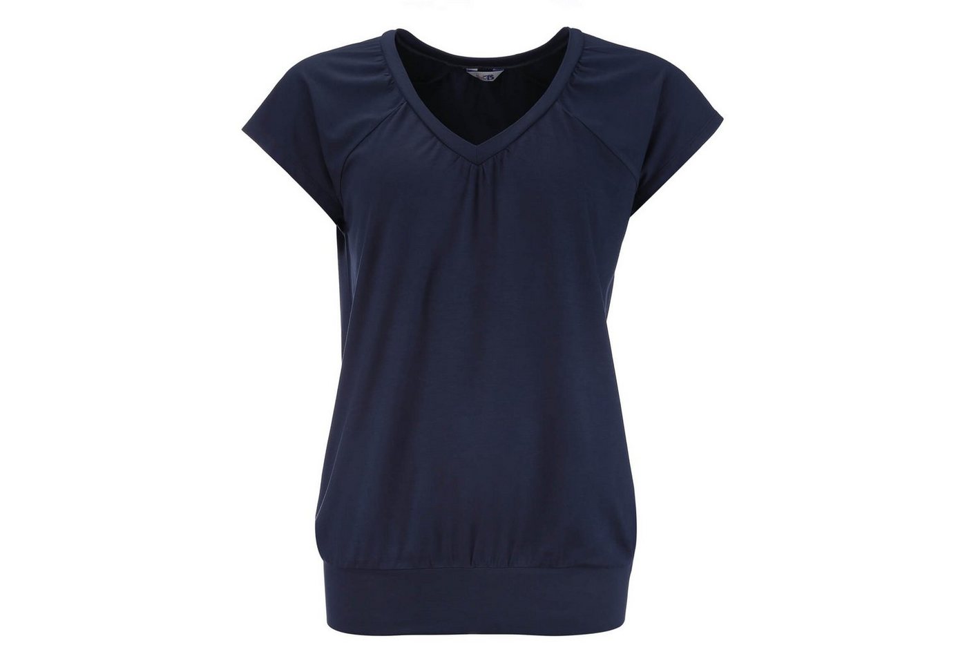 modAS T-Shirt Damen Kurzarmshirt Basic mit V-Ausschnitt und breitem Saum am Bündchen von modAS