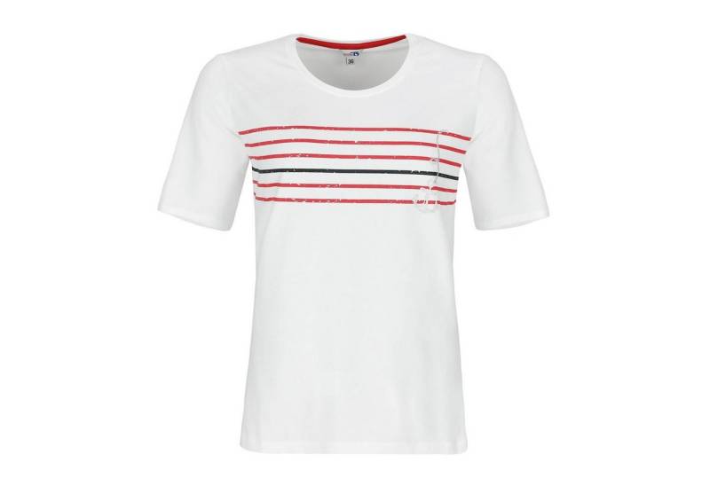 modAS T-Shirt 46113 Damen Kurzarmshirt mit Anker-Streifen-Print - Maritimes Rundhalsshirt von modAS
