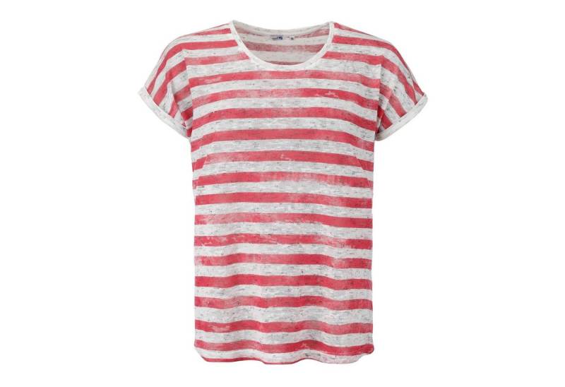 modAS T-Shirt Damen T-Shirt mit Streifen in Leinenoptik - Kurzarmshirt Maritim von modAS