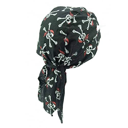 modAS Unisex Bandana Kopftuch Pirat Schwarz - Multifunktionstuch Tuch mit Totenkopf-Print von modAS