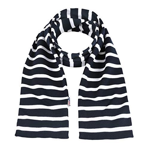 modAS Unisex Bretonischer Schal mit Streifen und uni verschieden Farben - Herrenschal Damenschal Kinderschal 13x120 cm in Blau-Weiß von modAS