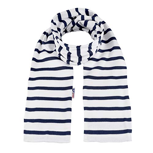 modAS Unisex Bretonischer Schal mit Streifen und uni verschieden Farben - Herrenschal Damenschal Kinderschal 13x120 cm in Weiß-Blau von modAS