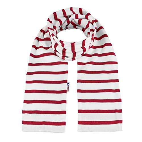 modAS Unisex Bretonischer Schal mit Streifen und uni verschieden Farben - Herrenschal Damenschal Kinderschal 13x120 cm in Weiß-Rot von modAS