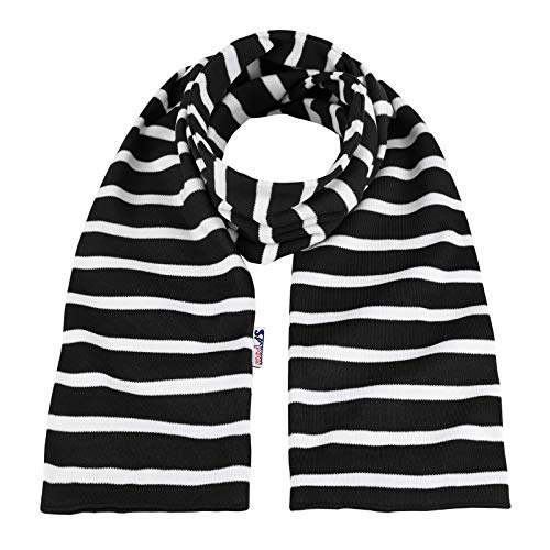 modAS Unisex Bretonischer Schal mit Streifen und uni verschieden Farben - Herrenschal Damenschal Kinderschal 20x160 cm in Schwarz-Weiß von modAS