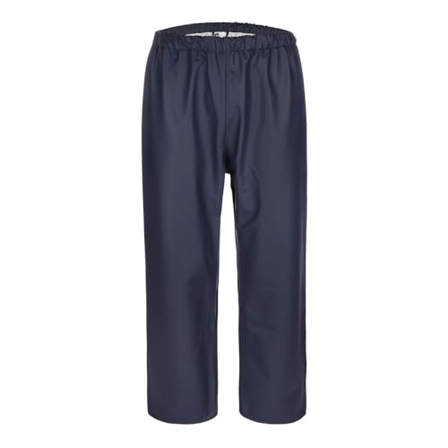modAS Unisex PU-Regenbundhose Profi - Regenhose Damen Herren Leichte Gummihose Winddicht Wasserdicht in Navy Größe XXL von modAS
