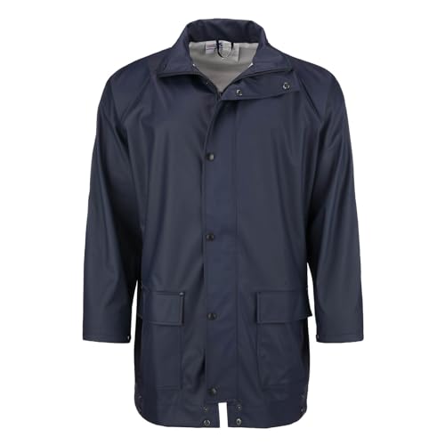 modAS Unisex PU-Regenjacke Profi - Leichte Outdoor-Jacke Damen Herren Winddicht Wasserdicht in Navy Größe 3XL von modAS