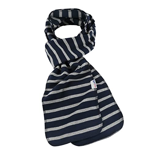 modAS Unisex Schal Bretonischer Kettelrandschal - Herrenschal Damenschal aus Baumwolle Größe 18 x 160 cm in Blau-Grau-Melange von modAS