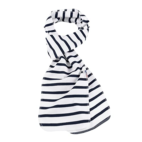 modAS Unisex Schal Bretonischer Kettelrandschal - Herrenschal Damenschal aus Baumwolle Größe 25 x 200 cm in Weiß-Blau von modAS