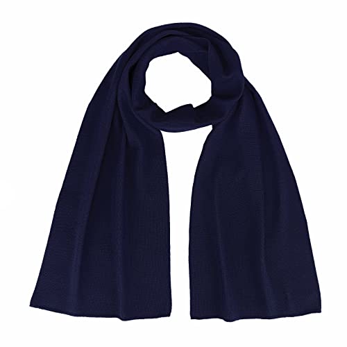 modAS Unisex Schal Feinstrickschal aus 100% Wolle (Merinowolle) - Wollschal Damen Herren Schal aus Wolle Warm Weich in Marine von modAS