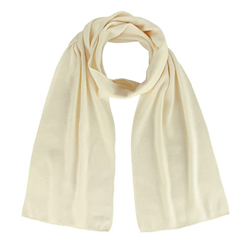 modAS Unisex Schal Feinstrickschal aus 100% Wolle (Merinowolle) - Wollschal Damen Herren Schal aus Wolle Warm Weich in Natur von modAS