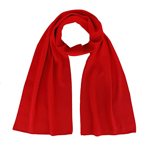 modAS Unisex Schal Feinstrickschal aus Merinowolle - Wollschal Damen Herren Schal aus Wolle Warm Weich in Rot von modAS