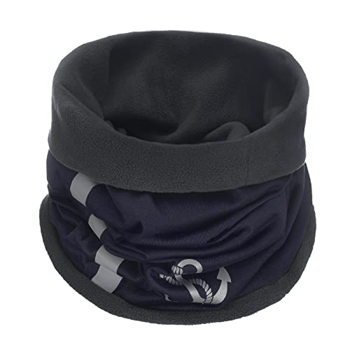modAS Unisex Schlauch-Halstuch Fleece mit Anker-Print - Halsschlauch Loopschal Damen Herren Halswärmer in Blau von modAS