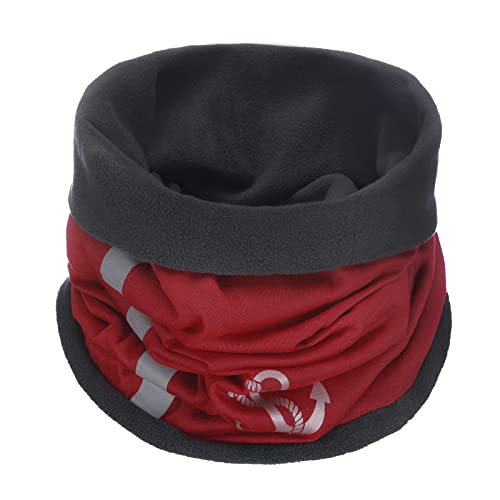 modAS Unisex Schlauch-Halstuch Fleece mit Anker-Print - Halsschlauch Loopschal Damen Herren Halswärmer in Rot von modAS