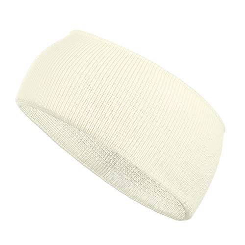 modAS Unisex Stirnband Winter Headband - Kopfband für Damen und Herren Ohrenwärmer aus Wolle in Weiß von modAS