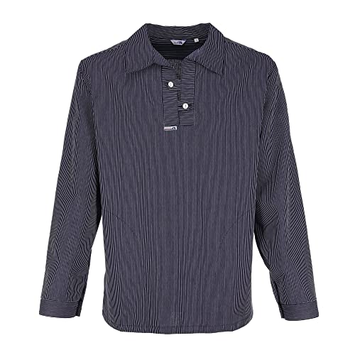 modAS Unisex Takelhemd mit Streifen - Maritimes Fischerhemd in bequemer Schlupfform in Blau mit schmalen Streifen Größe Damen 46 - Herren 52 von modAS