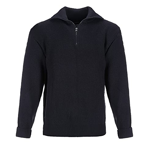 modAS Unisex Troyer Seemannspullover Basic - Pullover Damen Herren mit Reißverschluss in Marine Blau Größe 3XL von modAS