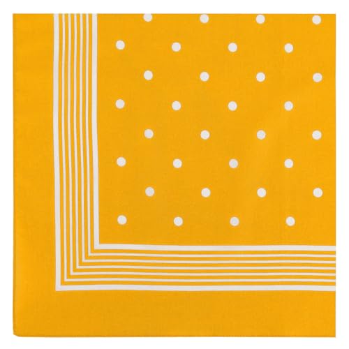 modAS Vierecktuch Bandana Kopftuch ca. 54x54 cm- Tuch in verschiedenen Designs und Farben aus Baumwolle in Gelb mit Punkten von modAS