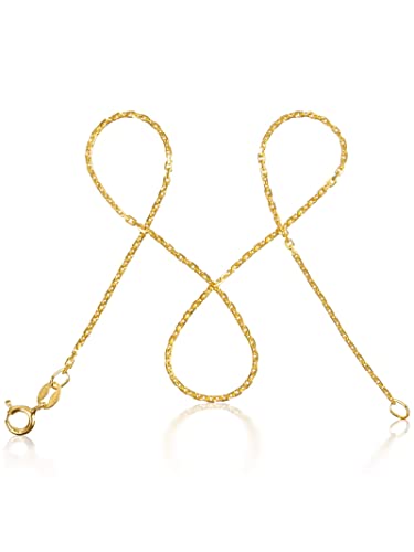 modabilé Ankerkette Damen Halskette Vergoldet 925 Sterling Silber (60cm 1,55mm breit) Goldkette ohne Anhänger zart Goldene Kette Frauen Vergoldete von modabilé