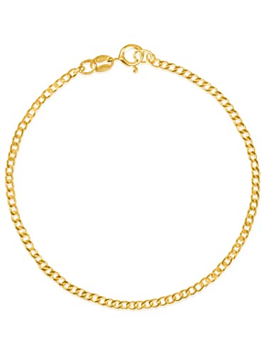 modabilé Armband Damen Gelbgold Vergoldet Armkette aus 925er Sterling Silber (19cm 1,85mm breit) Silberarmband Panzerkette 925 ohne Anhänger von modabilé
