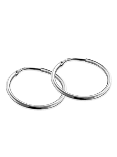 modabilé Creolen Damen Hängend Rund Rhodiniert (20mm) 925 Sterling Silber Geometrische Kreis-Ohrringe Klein Edel Kreisförmig Ohrhänger-Set Frauen von modabilé