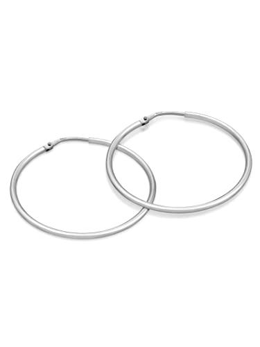 modabilé Creolen Damen Hängend Rund Rhodiniert (35mm) 925 Sterling Silber Geometrische Kreis-Ohrringe Klein Edel Kreisförmig Schmuck Ohrhänger-Set von modabilé