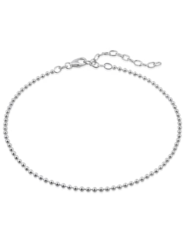 modabilé Damen Fußkette verstellbar 925er Sterling Silber Kugelkette (2,2mm Breit 23cm - 28cm) Fußband 925 ohne Anhänger Silbernes Fußkettchen Frauen von modabilé