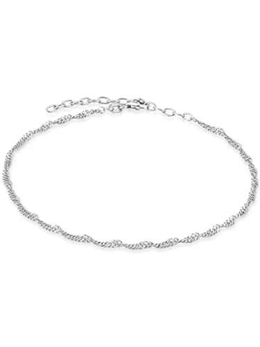 modabilé Damen Fußkette verstellbar 925 Sterling Silber Singapurkette (2,4mm Breit 23cm - 28cm) ohne Anhänger Silbernes Fußkettchen für Frauen von modabilé