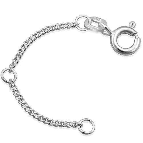 modabilé Damen Kettenverlängerung verstellbar 925er Sterling Silber nachhaltige Panzerkette flach (5cm 1,4mm breit) Verlängerungskette ohne Anhänger von modabilé